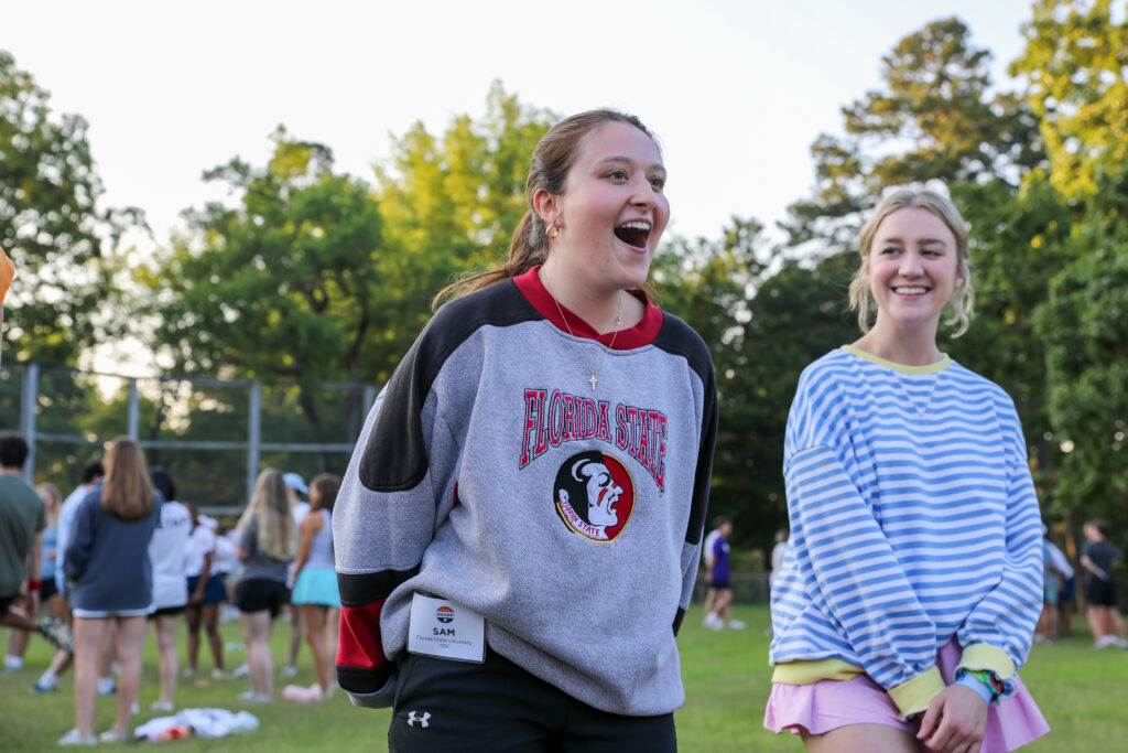 A Florida State University student at summer camp staff orientation